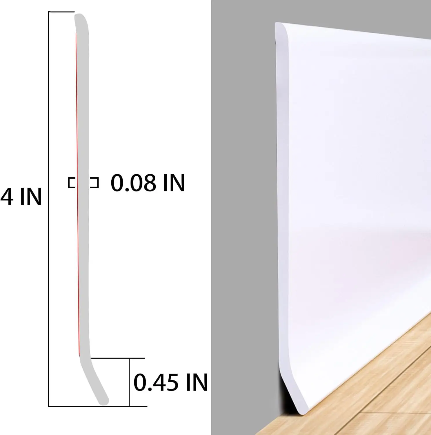 Flexible Baseboard Trim - Vinyl Cove Base Peel and Stick Baseboards Molding Trim Self Adhesive Wall Base Floor Baseboard