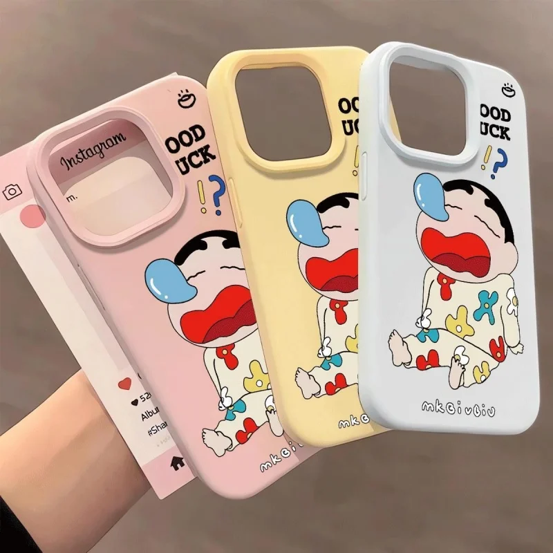 مضحك الكرتون لطيف الشخير الشخير تلوين شين تشان منامة جراب هاتف آيفون 11 12 13 14 15 16 17 برو ماكس سيليكون الغطاء الخلفي #2
