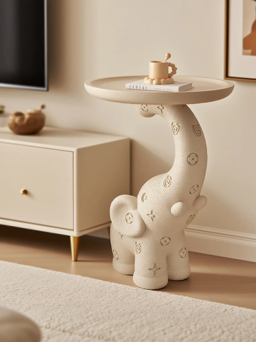 Elephant floor ornament modern cream wind living room TV cabinet next to sofa side several bedrooms bedside table tray storage
