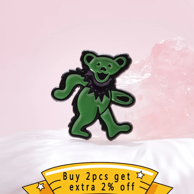 Hip Hop Dancing Bear Enamel Pin Psychedelic Rock Band Brooch Lapel Jaket Backpack Badge Inspiration Jewelry Gift For Fans Friend