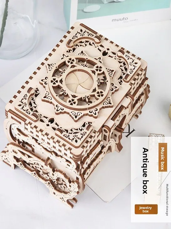 

Подарок на День святого Валентина: Музыкальная шкатулка из дерева ручной работы, набор для самостоятельной сборки, головоломка для тренировки мозга, на день рождения для девушки