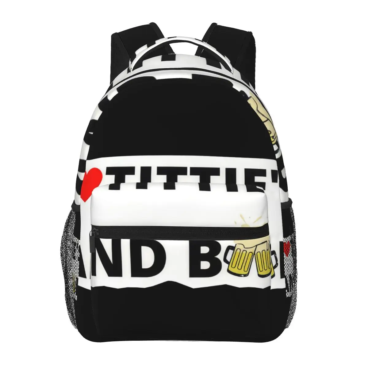 I Heart Titties And Beer Casual Backpack Unisex Students Leisure Travel Computer Backpack