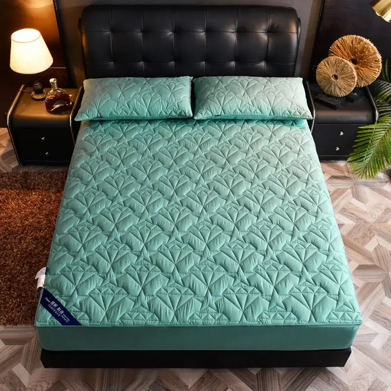 Six Sided Thickened Bedspread Cotton Padded Full Coverage Plush Full Queen King Size Bed Mattress Cover with Four Zippers