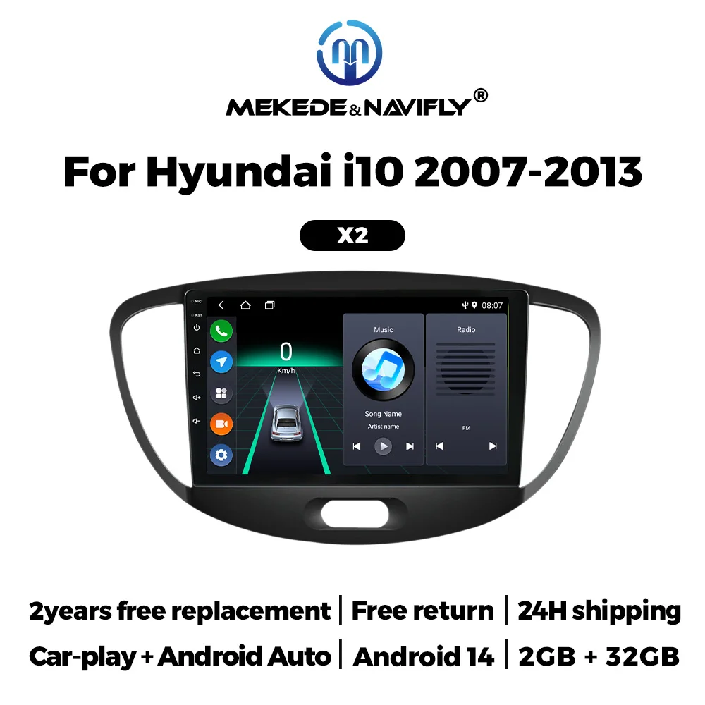 

Автомобильная магнитола MEKEDE 9 дюймов на Android 14 для Hyundai Grand i10 2007-2013 с Carplay, GPS-навигацией, мультимедиа и FM-радио