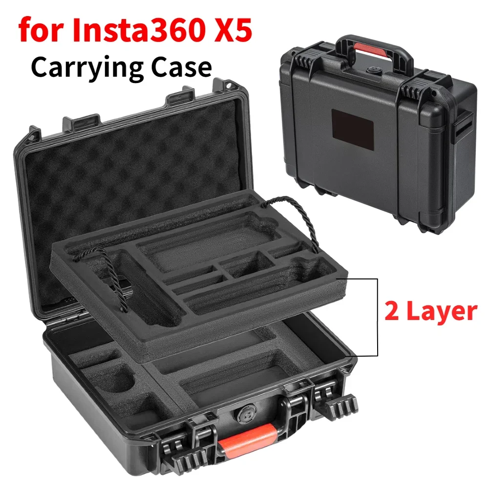 

Carrying Case Explosion-proof Storage Box 2 Layer Hard Storage Bag IP67 Waterproof for Insta360 X5 Camera Essentials