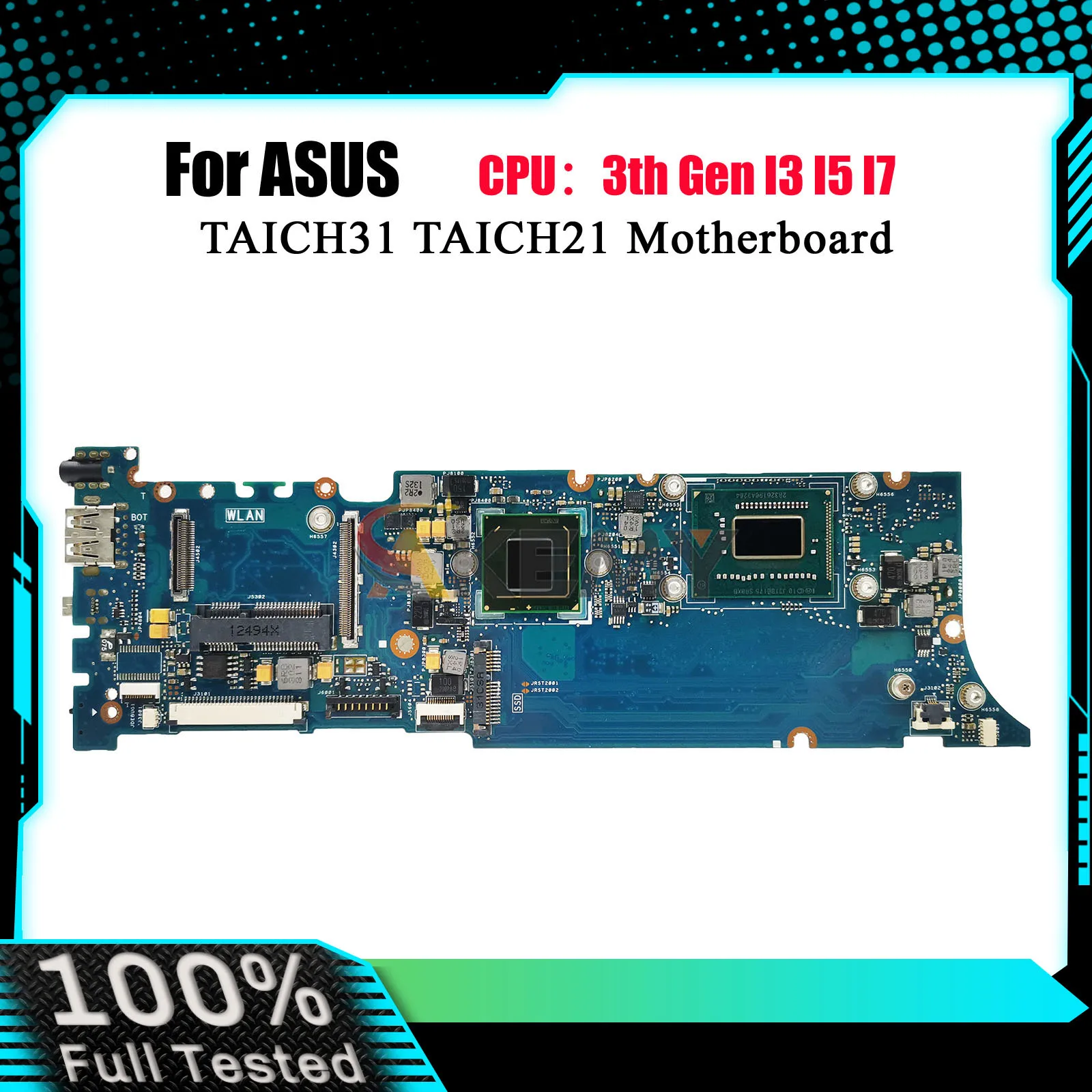 TAICHI21 Laptop Motherboard For ASUS ZenBook TAICH21 TAICHI TAICH31 Notebook Mainboard With I3 I5 I7 CPU 100% tests OK fast ship