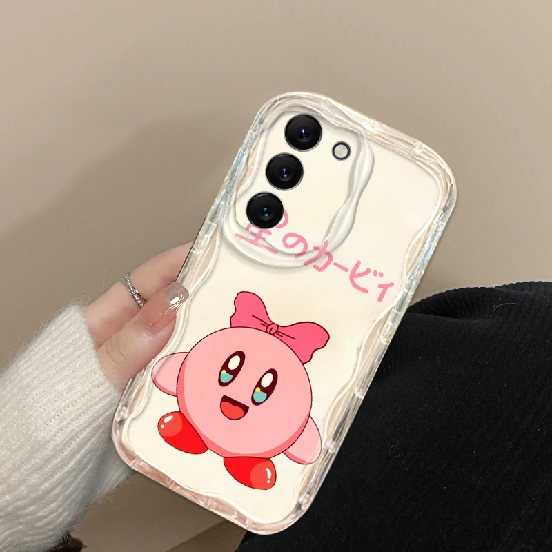 Cartoon K-Kirbyes Cute Art For Samsung S24 S23 S21 S20 Ultra Plus FE A73 A72 A71 A51 A31 A05S A05 A04 5G Wave Oil Cover image 3