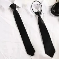 Unisex Black Simple Clip on Tie Security Tie Uniform Shirt Suit Neckties Steward Matte Funeral Lazy Neck Ties Men Women Students 3
