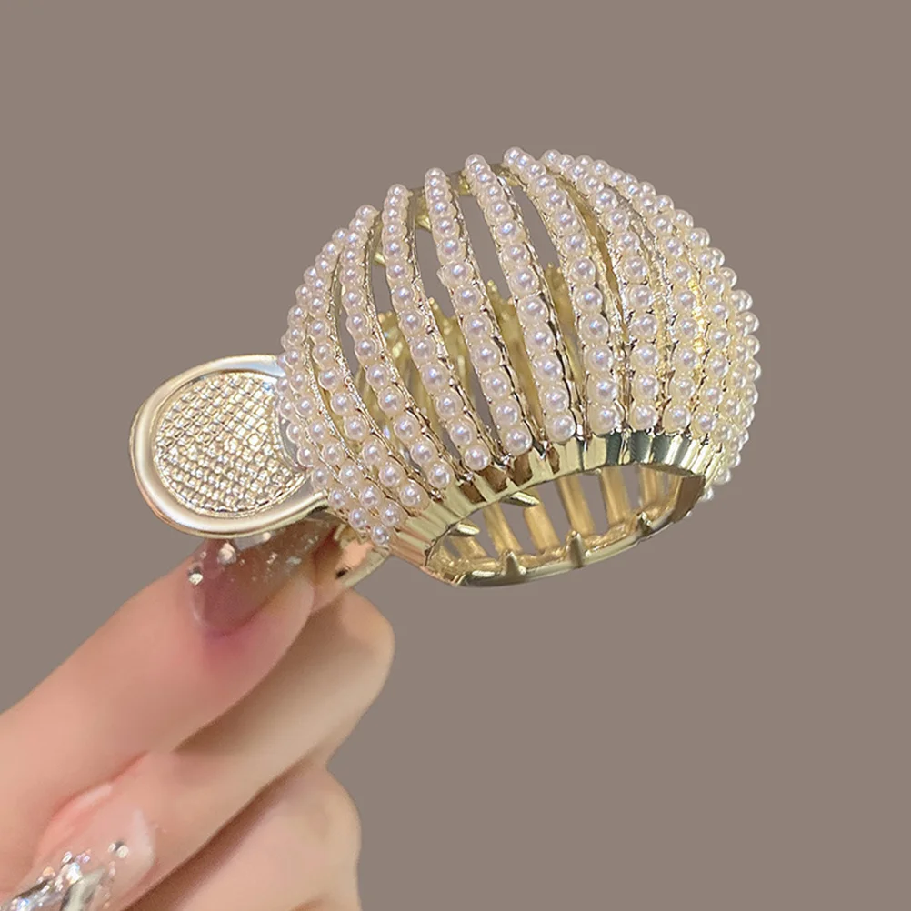 Rhinestone Hair Clips Pin Metal for Women Accessories Thin Ponytail High Holder Gold Claw Cuff