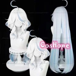 Focalors Cosplay Wig Furina Wig Short Silver White Blue Wig Cosplay Anime Cosplay Wigs Heat Resistant Synthetic Wigs