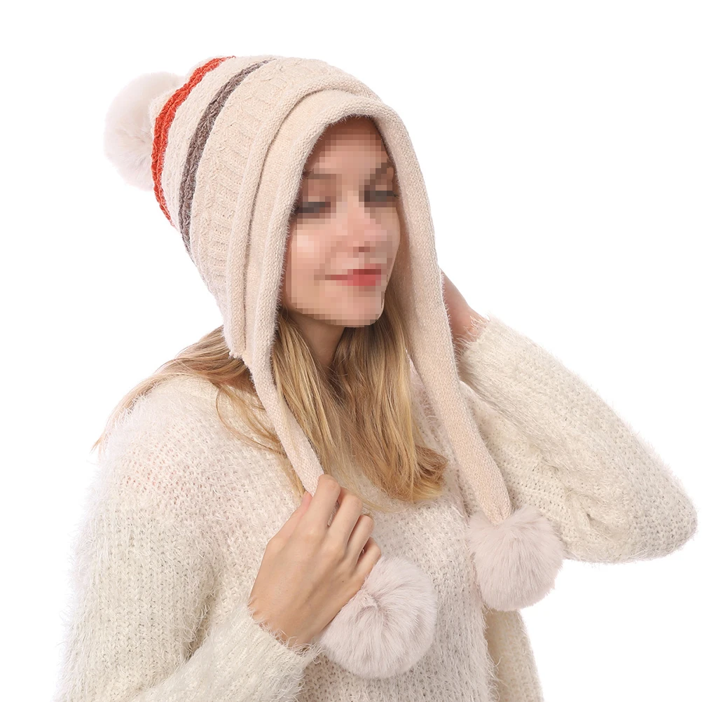 

Warm Knitted Hat Hats for Women Aldult Caps Woolen with Ear Protection Baby Girl