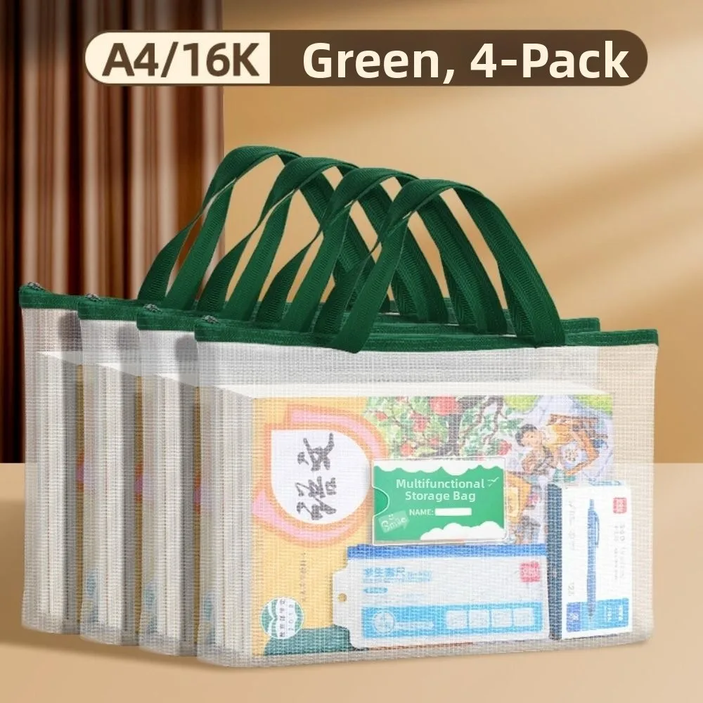 with Zipper and Handle A4 Project Bag Large Capacity Mesh PVC Mesh Art Bag Multifunctional Waterproof Storage Bag