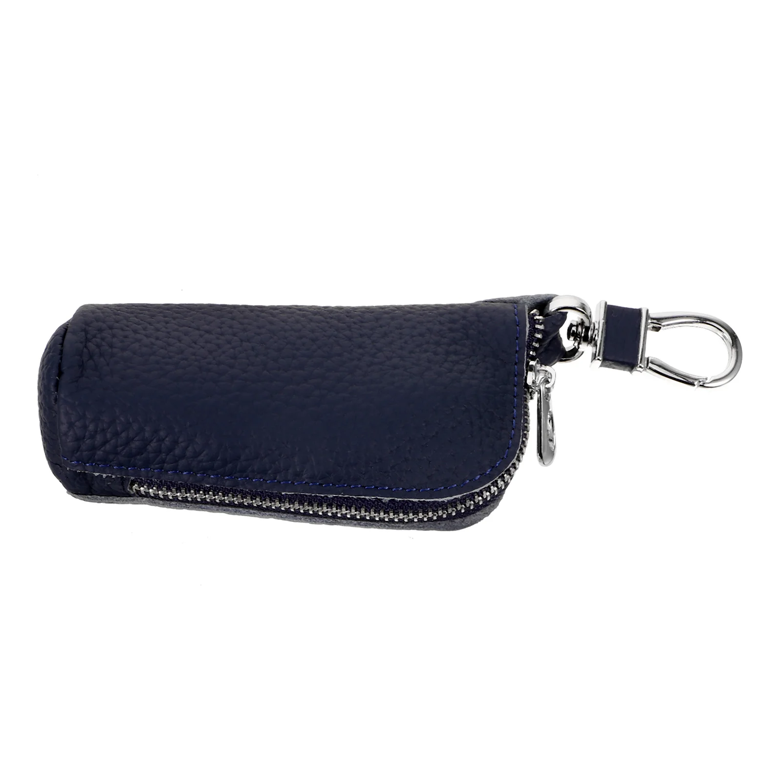 

Multifunctional Key Bag Soft Cowhide Case for Car Keys Blue Small Zipper Pouch Keychain Holder Fob Storage Travel Practical