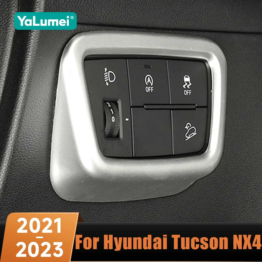 Carbon Faser Auto Scheinwerfer Einstellung Taste Schalter Knopf Abdeckung Trim Teil ABS Für Hyundai Tucson NX4 2021 2022 2023 Hybrid N linie