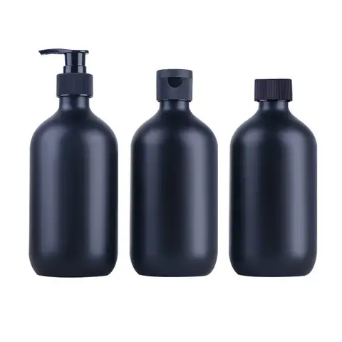 15 adet 500 ml Mat Siyah Plastik Losyon pompalı şişe Şampuan Duş Jeli Dağıtıcı Vücut Losyonu Pompalı Şişe