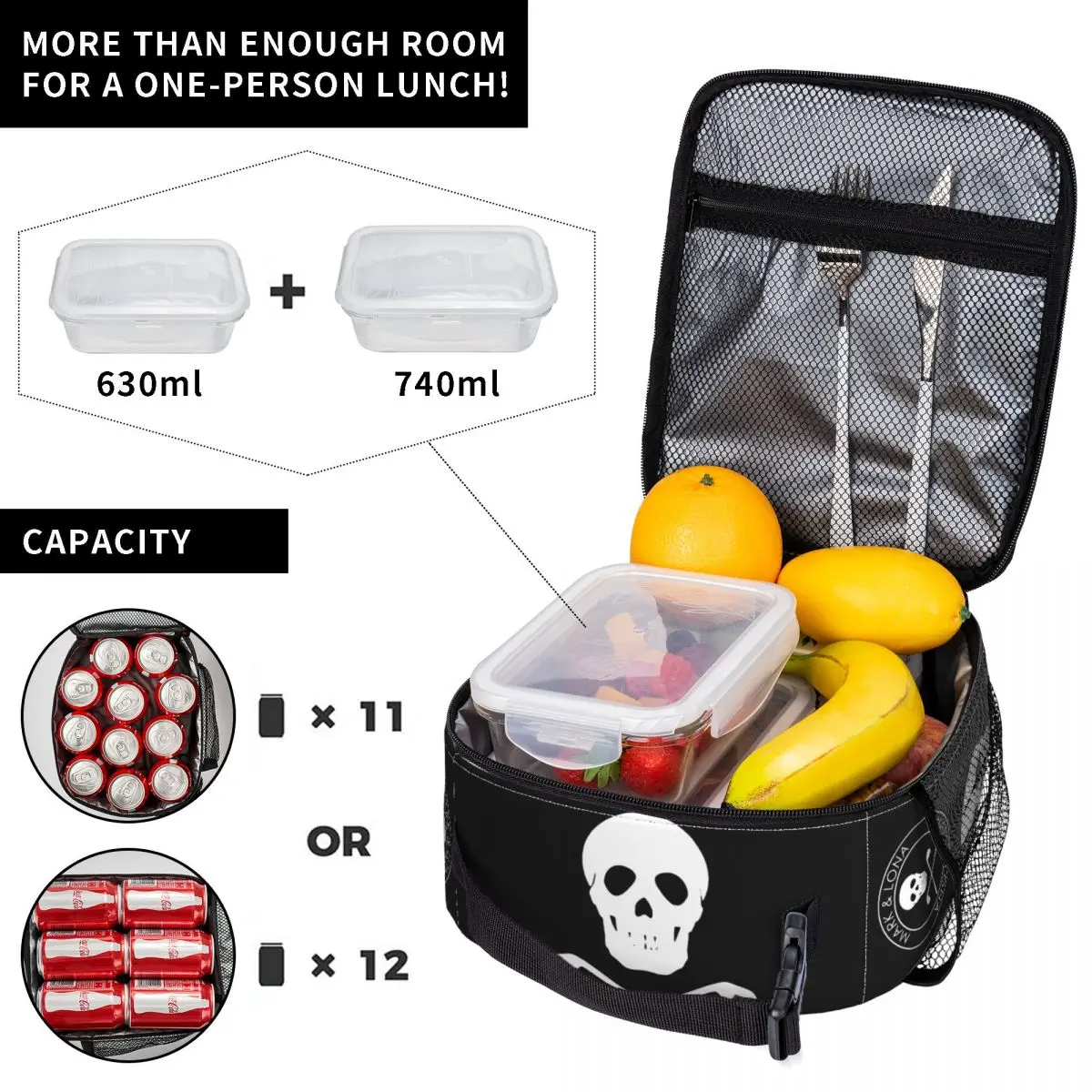 Fashion Marks & Lonas Insulated Lunch Bag Cooler Bag  Meal Container Portable Lunch Box Tote Men Women School Travel