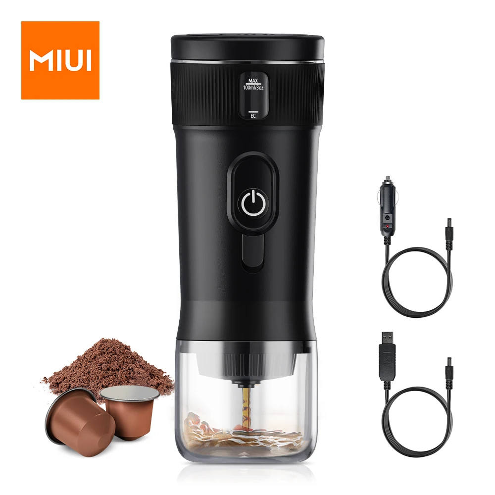 Tragbare Kaffeemaschine Miui kleine Espresso -Maschine DC12V Reisekaffeemaschine für Auto Outdoors Camping -Rucksacktacker Leichtes Gewicht