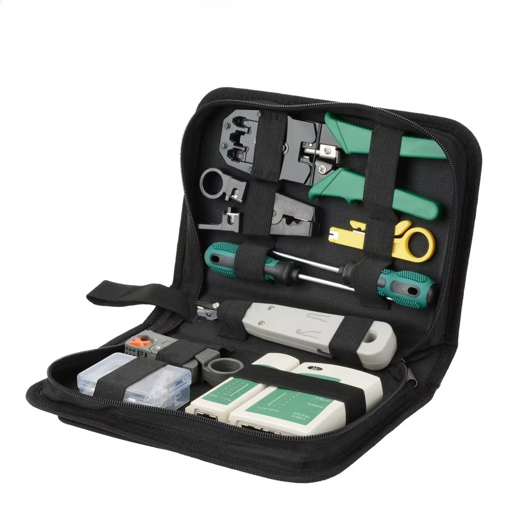 RJ45 RJ11 RJ12 Computer Network Repair Tool Kit LAN Cable Tester Wire Cutter Screwdriver Pliers Crimping Maintenance Tool Set