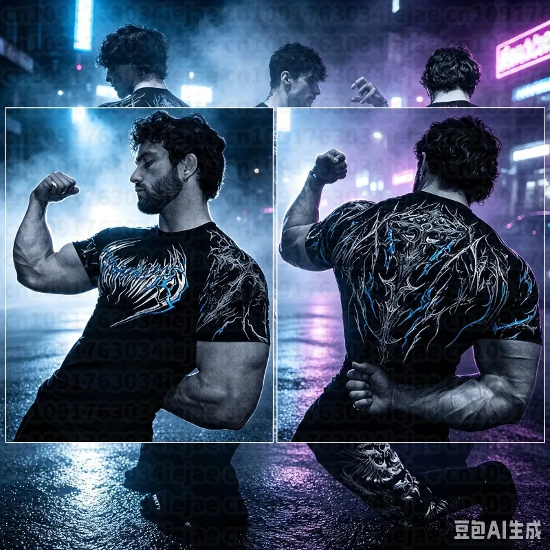 Herren & Kinder 2026 Sommer Neue Fitnesskleidung Schnelltrocknende Bedruckte Kompressionskleidung Sport-T-Shirt