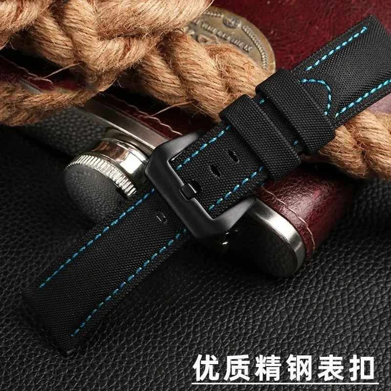 Nylon Watch Accessories Strap For Panerai PAM441/01661 wristband Leather Sport Blue Black Watchband Bracelet 22mm 24mm 26mm