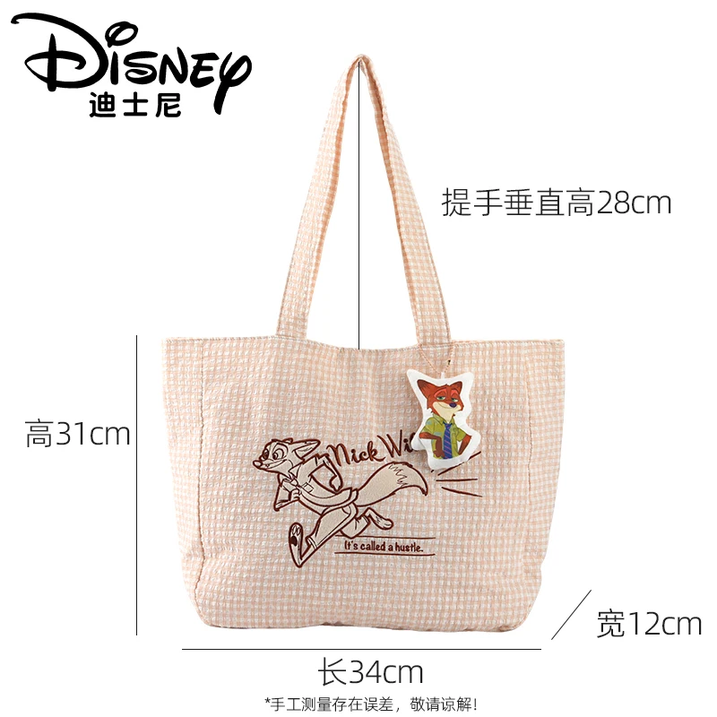 リロとスティッチディズニーチェック柄バッグかわいい漫画アニメ刺繍プリントアクセサリーハンドバッグ学生通勤バッグ新しいギフト