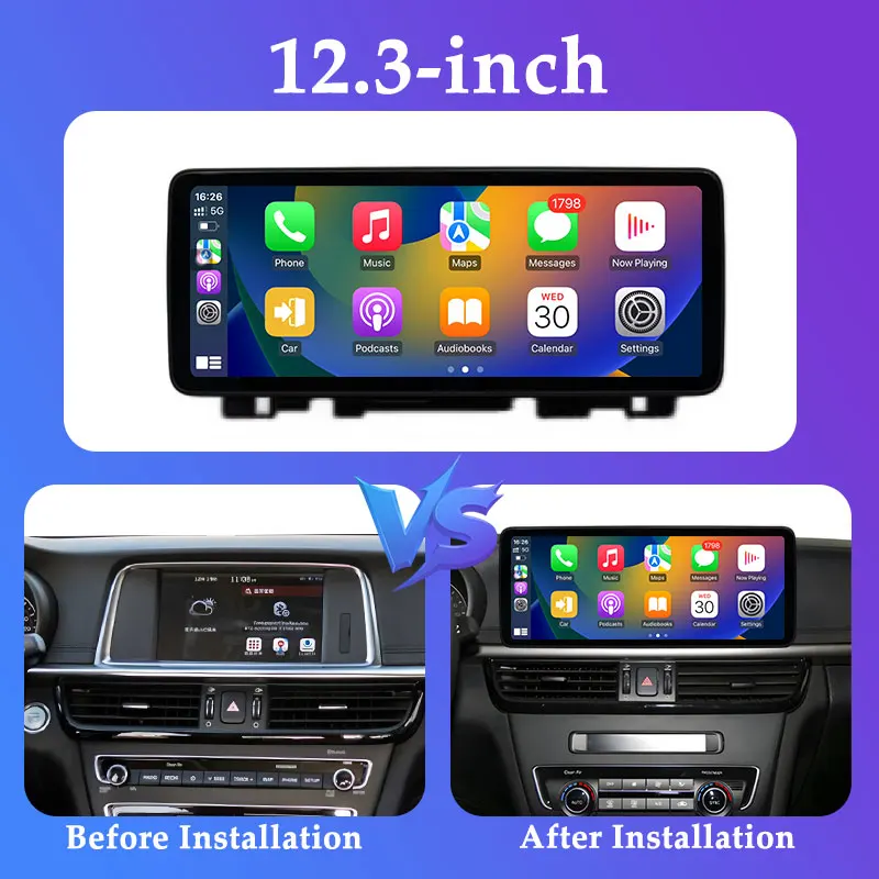 شاشة 12.3 بوصة رفيعة للغاية LHD لكيا K5 أوبتيما 2016 - 2019 CarPlay أندرويد السيارات نظام تحديد المواقع نافي راديو السيارة مشغل وسائط متعددة رقم 2 din