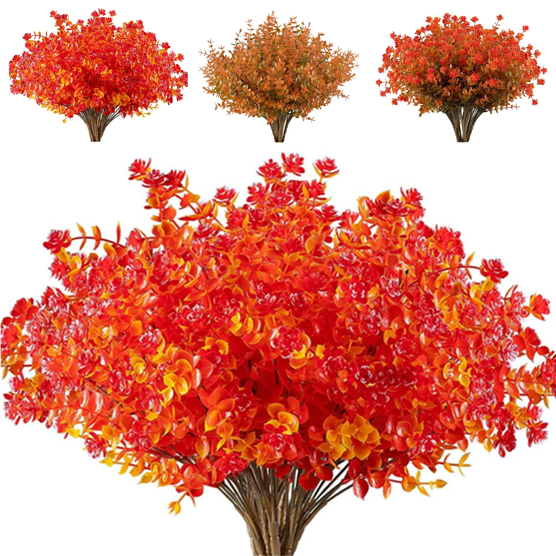 Fall Decoration Artificial Plants Eucalyptus Green Leaves Fake Flower Plant Bouquet for Home Garden Halloween Party Decoration