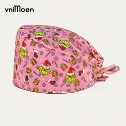 Scrdecentraps-Casquette de travail imprimée Père Noël pour animaux de compagnie, agence de toilettage, bonnet de sauna, casquettes anti-poussière d'allaitement, chapeau de Noël, nouveau, 2024