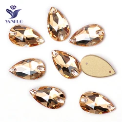 YANRUO 3230 All Sizes GSHA Flatback Teardrop Bright Gems Sew On Strass Rhinestone Crystal For Wedding Dress