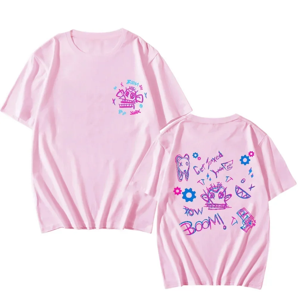 الصيف غامض Jinx مطبوعة القطن التي شيرت المألوف مضحك ولطيف الرجال والنساء عارضة قصيرة الأكمام جولة الرقبة أعلى