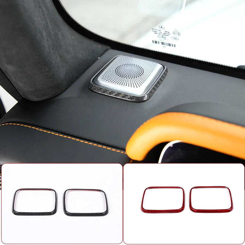 new Real Carbon Fiber Car Dashboard Horn Mesh Frame Decorative Sticker For Mercedes-Benz G-Class W464 2019-2024 Car Accessories