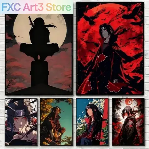 Frameless,Naruto Poster By Kakashisuke Itachi HD Uchiha Akatsuki Anime Character Oil Painting Modern Home Decoration Mural