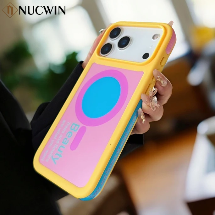 Fashionable Creative Color Clash Magnetic Case For iPhone 17 Pro Max 16 15 14 Pro Max 13 Dopamine Color Shockproof Bumper Cover