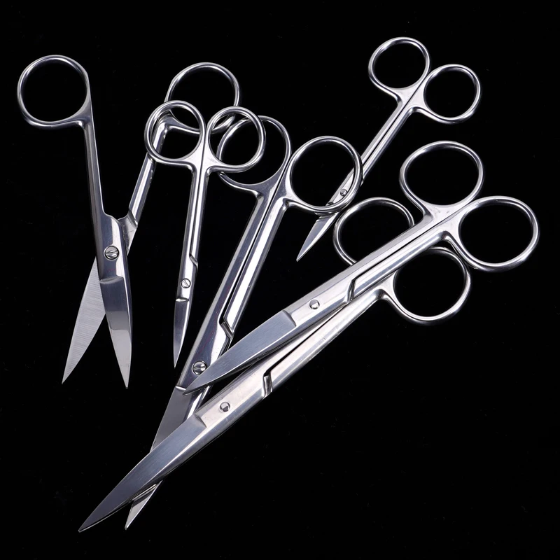 

1 шт., стоматологические хирургические ножницы из нержавеющей стали, прямые и изогнутые ножницы, щипцы, медицинские инструменты, стоматологический инструмент 10/14/16 см