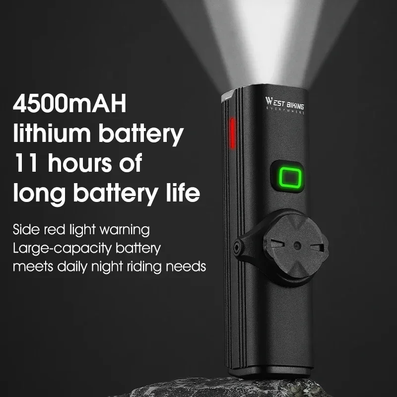 

WEST BIKING Bicycle Quick Release Headlight 1000 Lumens Bike Front Light 4500mAh Type-C Rechargeable Cycling LED Flashlight