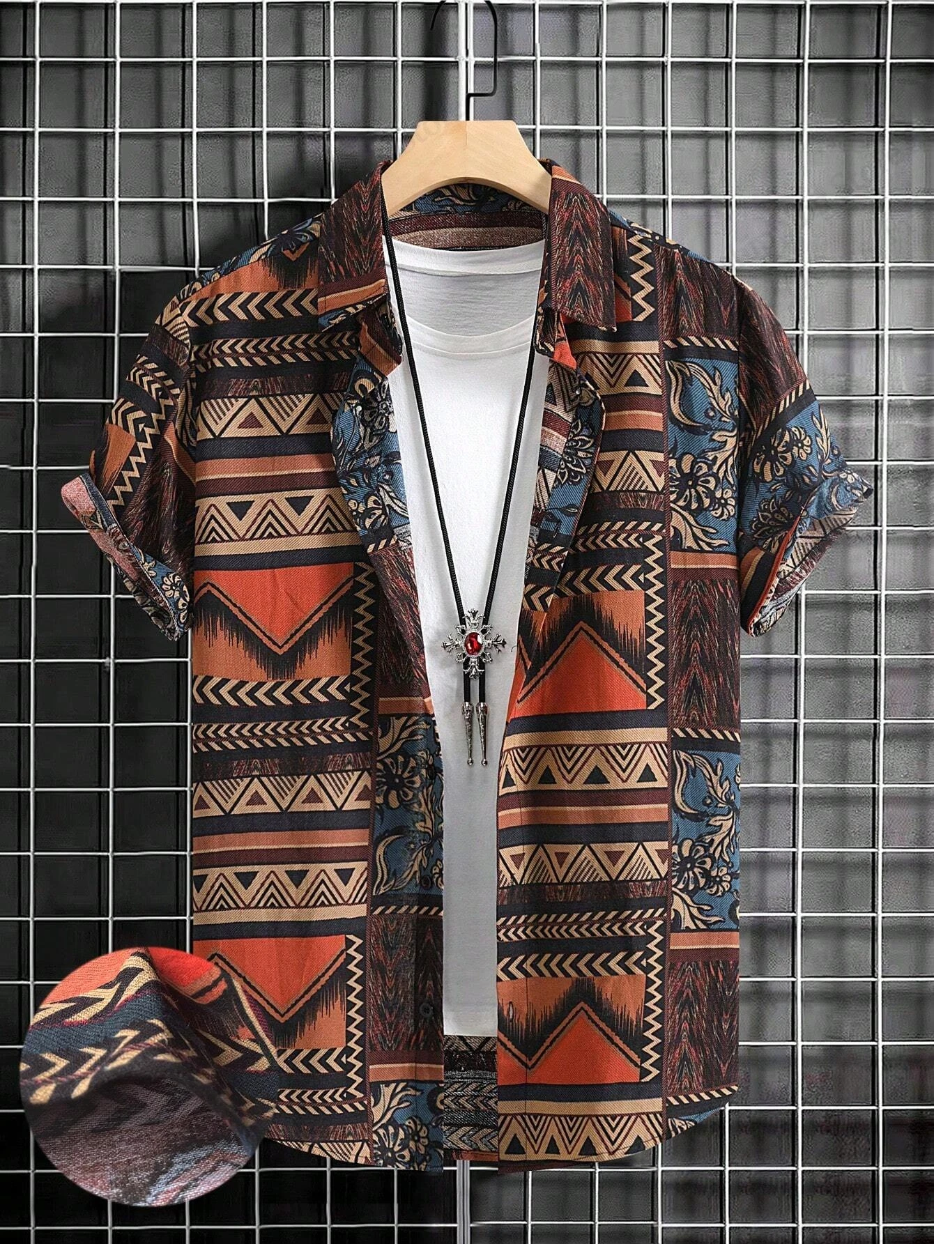 

Винтажные гавайские рубашки с 3d принтом в этническом стиле, мужская модная гавайская рубашка с коротким рукавом, повседневные пляжные рубашки, блузка с лацканами, новинка 2025 г.