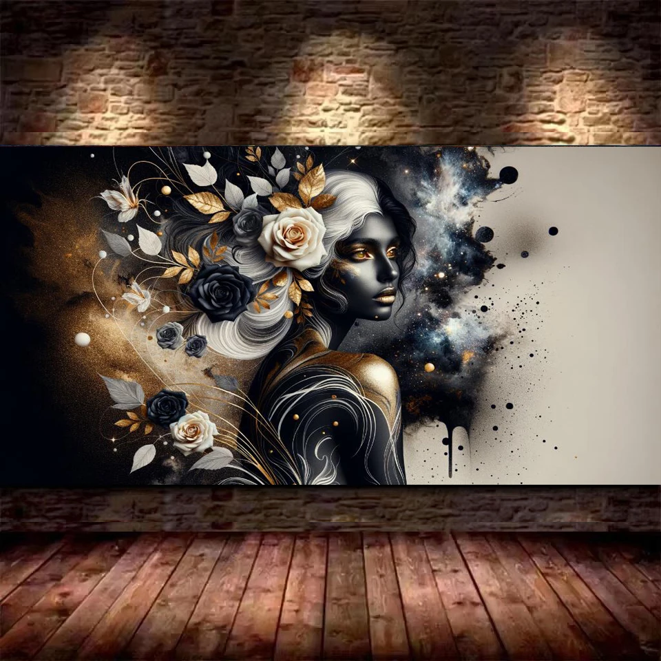 

Золотой цветок африканская женщина 5d алмазная живопись большой размер вышивка крестиком новая полная Алмазная мозаика распродажа для домашнего декора