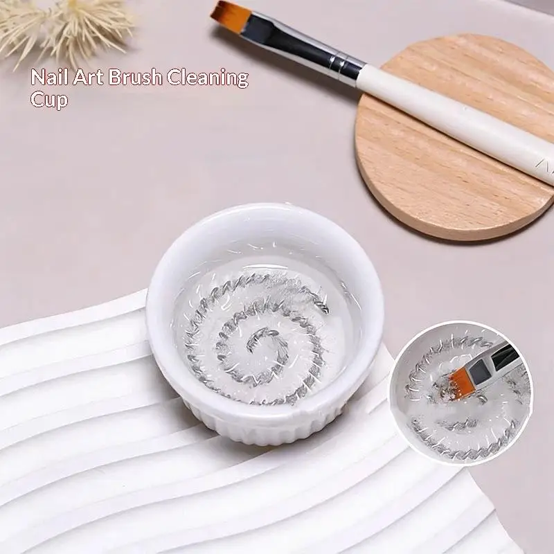 Nail Brush Cleaner Cup Wash Pen Brush Cup With Stainless Steel Mesh Base Nail Drill Bit Cleaning Container Ceramics Cup With Lid