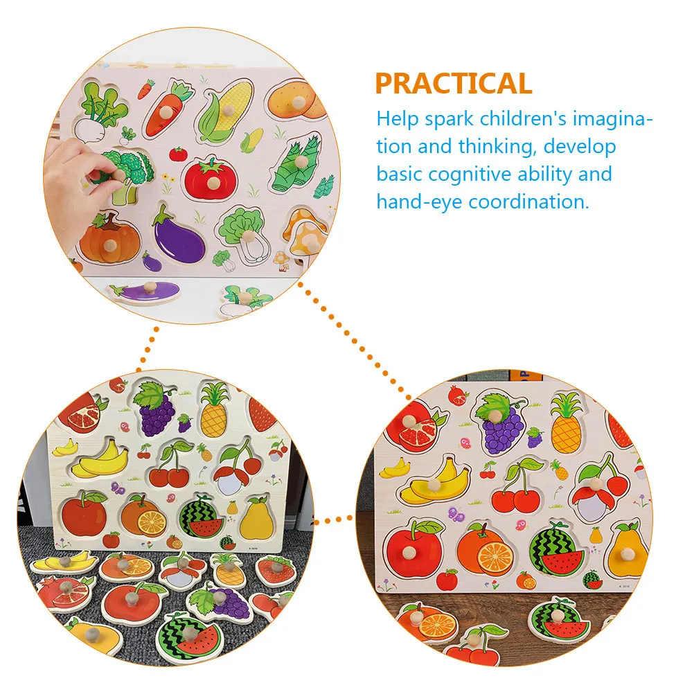 

Fruit Grab Board Puzzle Kid Interesting Learning Toy for Baby Toddler Toys Wooden
