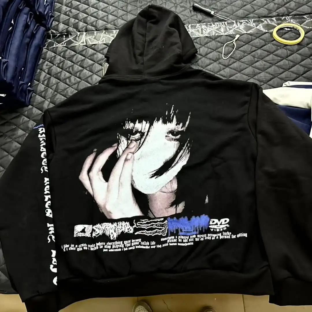 هوديي رجالي بغطاء للرأس باللون الأسود مطبوع عليه شخصية رعب ونمط مثير ملابس الشارع بتصميم إبداعي فريد من نوعه فردي سريع