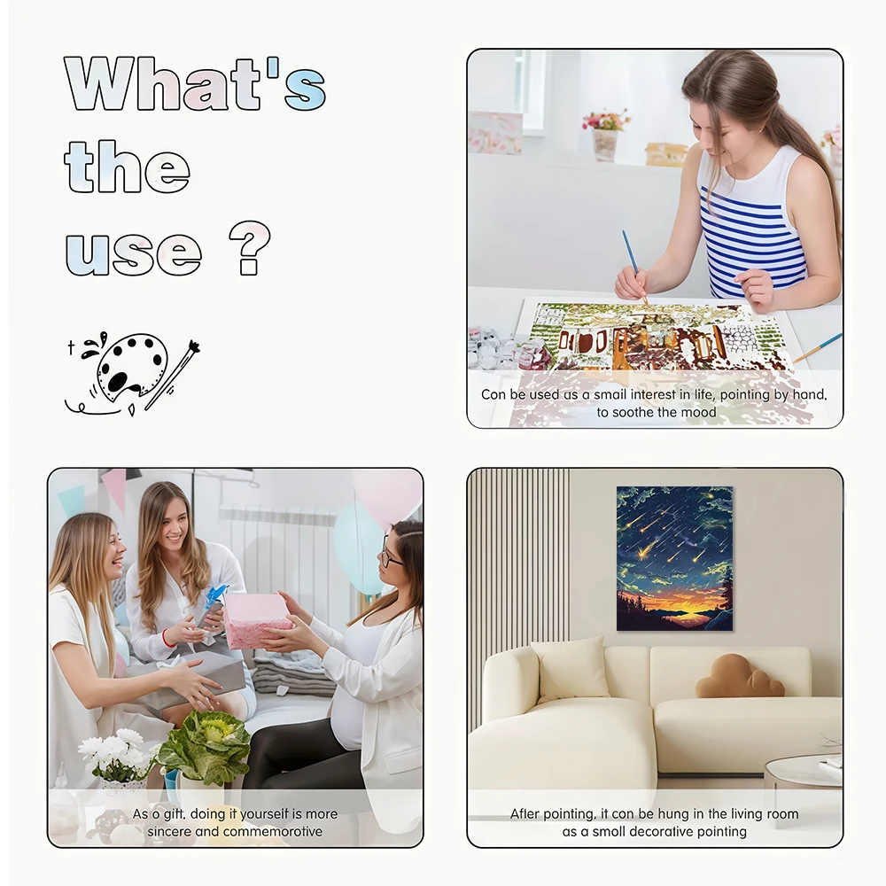 1 قطعة النيزك خط عبر السماء لتقوم بها بنفسك الاكريليك طقم الطلاء الرقمي للمبتدئين إطار ديكور جدران المنزل غير المدرجة #5