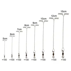 100 Pcs Fishing Balance Rigs Steel T Shape Swivels Snaps Fishing Swivels Gear Arm Connector Fishing Tackle Twisted String Hooks