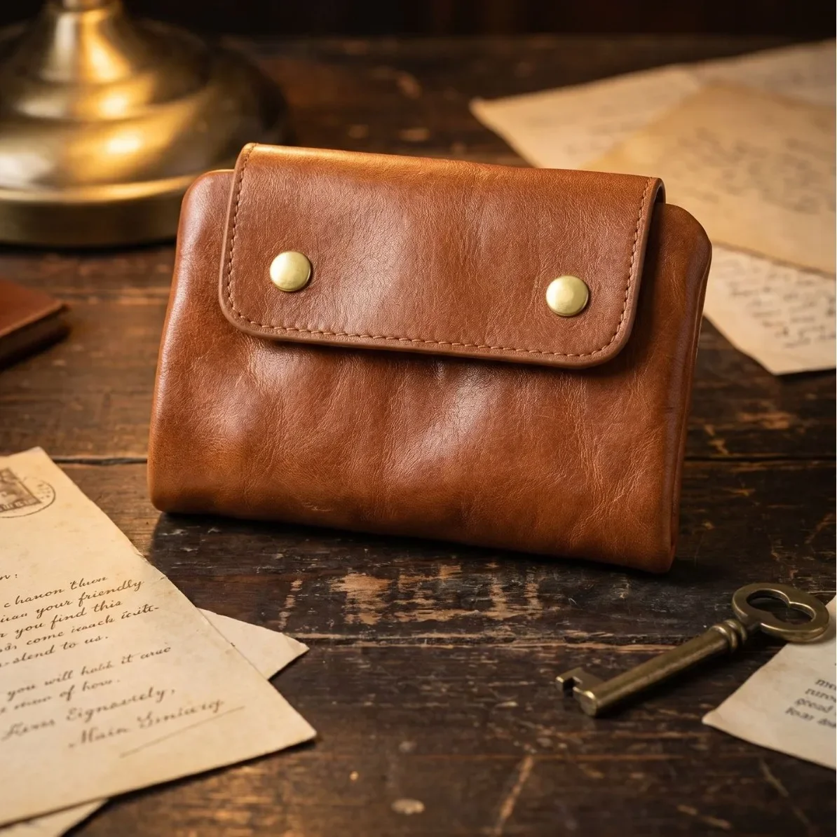 First Layer Cowhide Wallet Retro Premium Zipper Short Card Bag Large Banknote Position Multi-card Position Change Bag Coin Purse