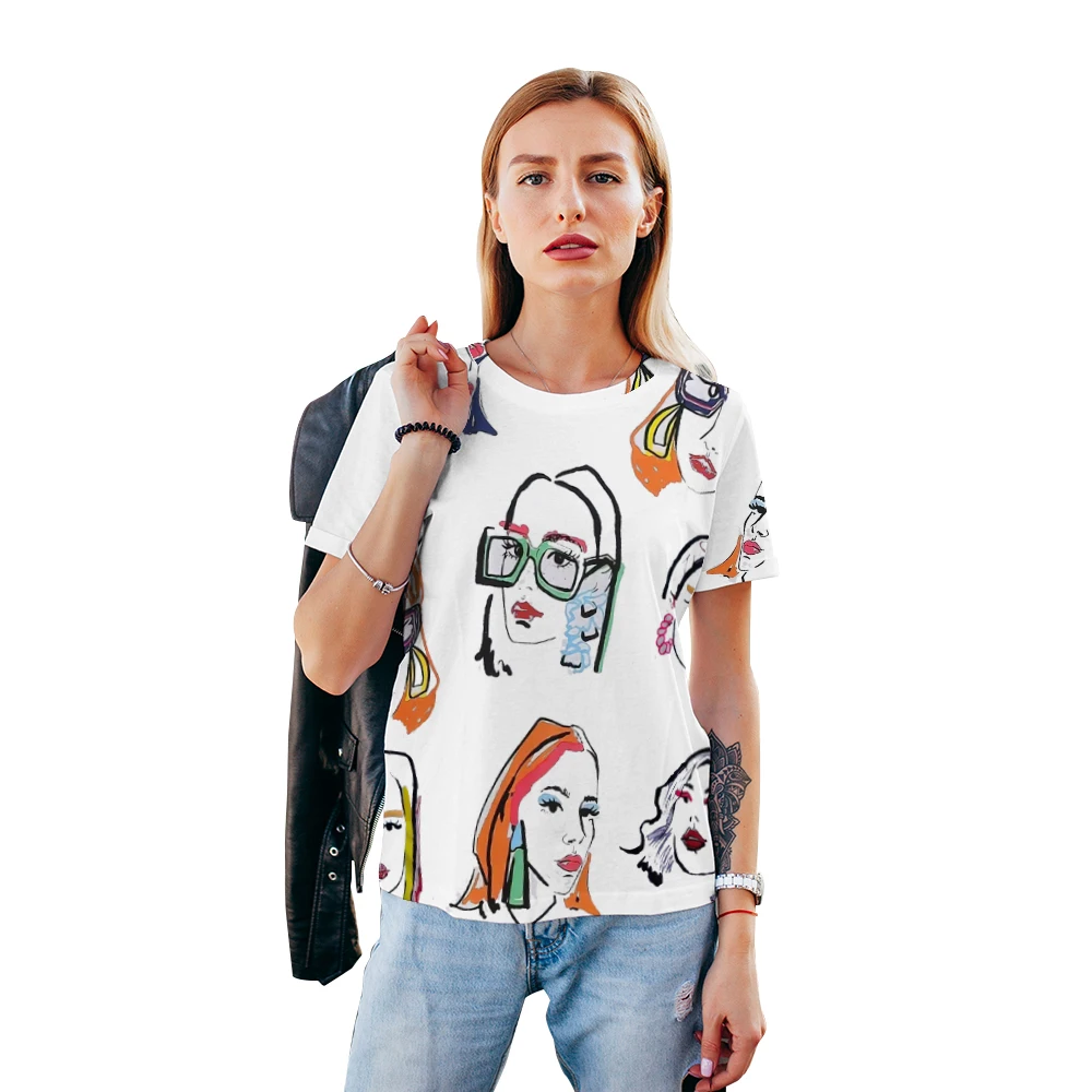 2024 Summer Casual Women's T-shirt, Female ​Design Fashion Crew Neck Short Sleeve Tops Girls' Harajuku Style Tee emo T-shirt