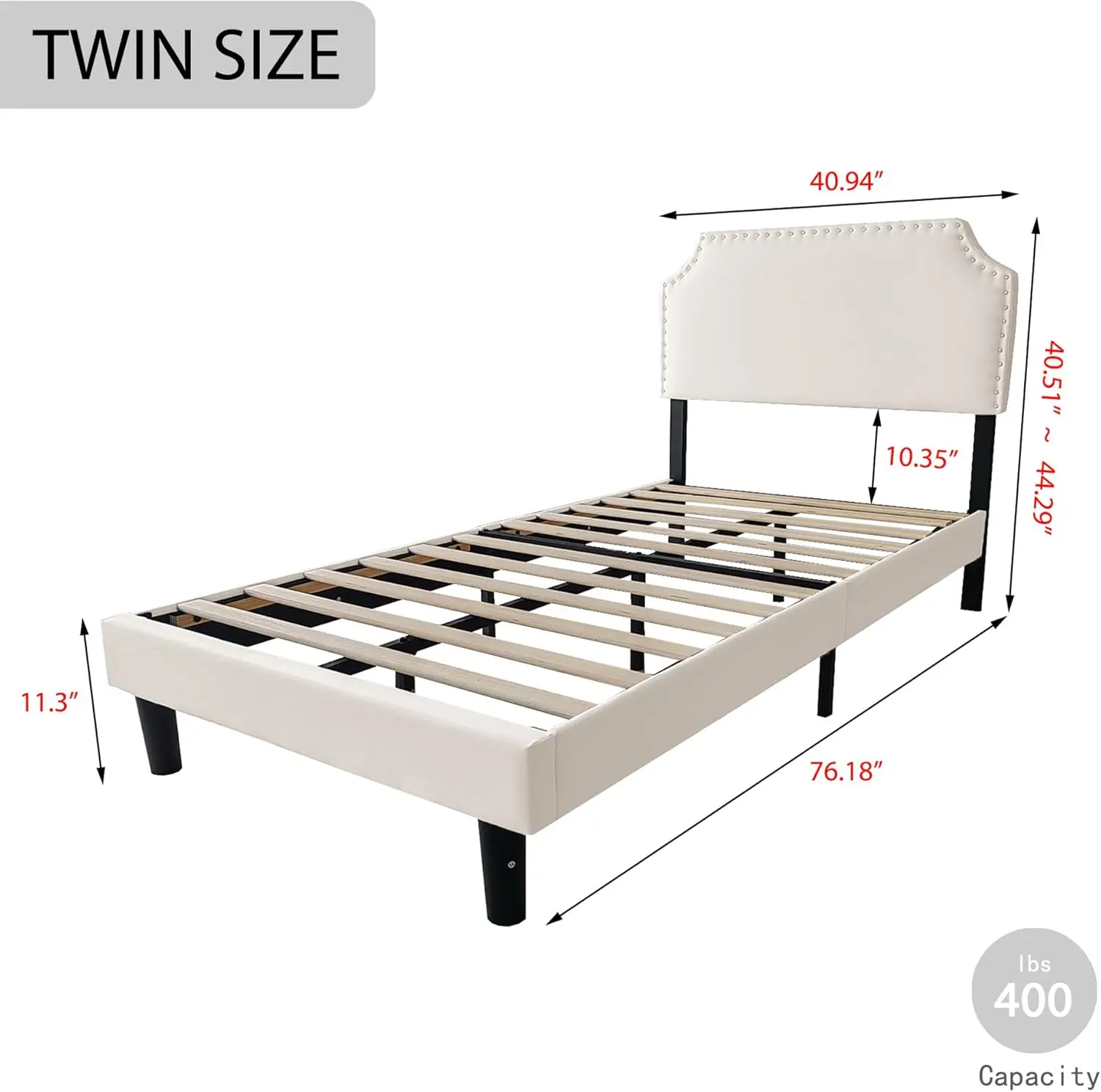 Platform Twin Size Bed Frame with Adjustable Headboard Wooden Slats Support No Box Spring Needed Noise-Free Velvet Beige