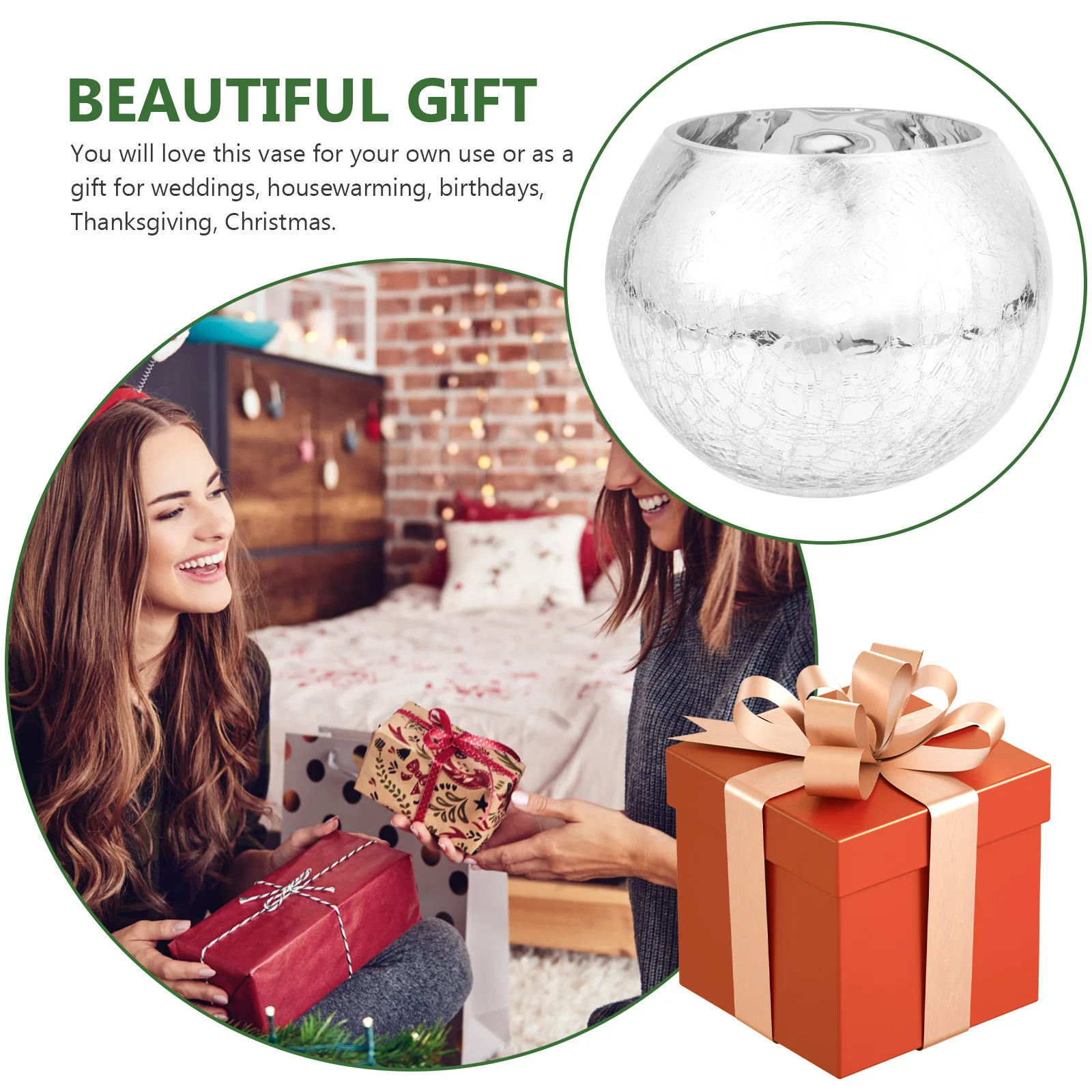 

Electroplated Silver Glass Vase Round Ball European Style Wedding Party Centerpiece Floral Arrangement Decorative Vase