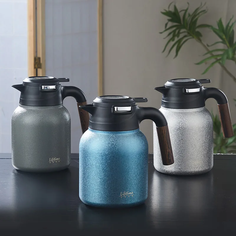 1.5L Large Capacity Teapot With Pure Titanium Inner Liner And Tea Filter,Temperature Display,Stainless Steel Housing Tea Set