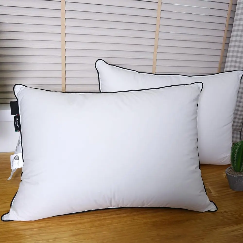 

Luxury Goose Down Pillows - 550 Fill Power - Plush Support for Comfortable Sleep - Ideal for Side and Back Sleepers, Queen Size