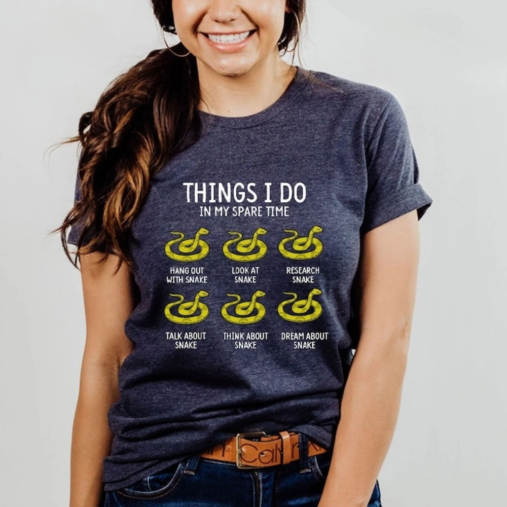 

Футболка Snake Lover Things I Do in My Spare Time, уличная одежда с короткими рукавами и круглым вырезом, классический узор, хлопковые футболки высокого качества