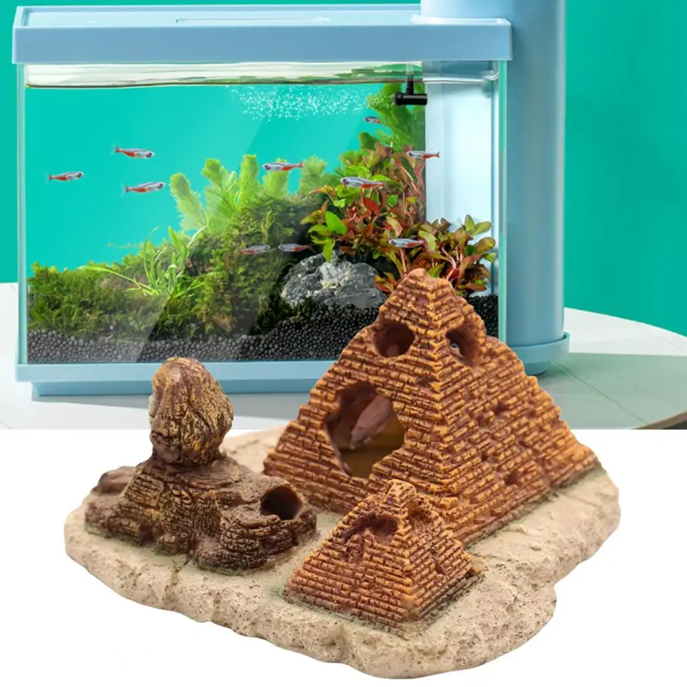 Lightweight Aquarium Ornament No Pollution Pyramid Rockery Aquarium Decoration  Sphinx Aquarium Decoration for Aquarium